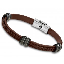 PULSERA LOTUS STYLE URBAN MAN LS1829-2/1 HOMBRE EN PIEL DOBLE TRENZADO COLOR MARRÓN Y DETALLES EN ACERO LARGO 22.2 CENTÍMETROS