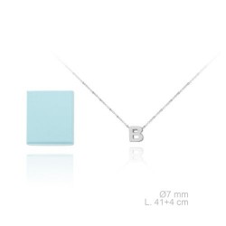 GARGANTILLA PLATA DE LEY 925 CADENA FINA CON INICIAL B 7 MILÍMETROS LARGO AJUSTABLE 41-45 CENTÍMETROS
