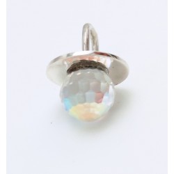 COLGANTE PLATA DE LEY 925 FORMA DE CHUPETE CON PIEDRA BLANCA FACETADA