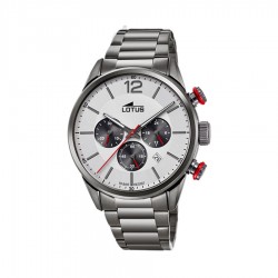 RELOJ LOTUS CRONOGRAFO HOMBRE CADENA ACERO PAVONADO NEGRO Y GRIS OSCURO CAJA ACERO PAVONADO NEGRO ESFERA GRIS