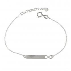 PULSERA ESCLAVA NIÑA PLATA DE LEY 925 PLACA CENTRAL CON DETALLE INFINITO 4X27 MILÍMETROS LARGO AJUSTABLE 16-19 CENTÍMETROS CIERR