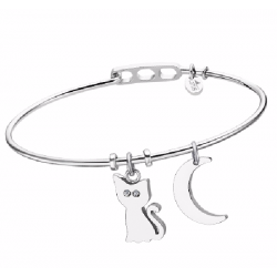 PULSERA LOTUS STYLE MILLENIAL MUJER LS2035-2/1 ACERO RÍGIDA CHARMS GATO Y LUNA DIÁMETRO 65 MM