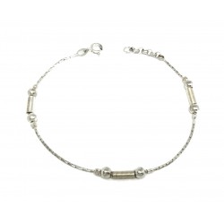 PULSERA PLATA COLA DE RATÓN SEIS BOLAS LARGO 18   2 CM
