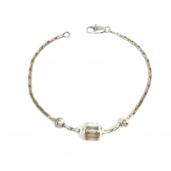 PULSERA PLATA COLA DE RATÓN BOLAS LARGO 18.5 CM (1)