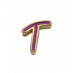 MOTIVO PULSERA VICEROY SWEET NIÑA LETRA T DE ACERO IP DORADO ESMALTE ROSA 10 MILÍMETROS