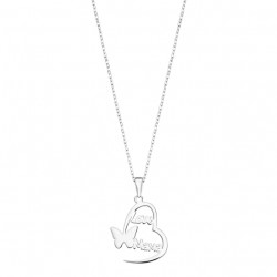 GARGANTILLA LOTUS CORAZÓN MAMÁ MOTHER`S LOVE LP3233-1/1 MUJER PLATA DE LEY 925 DETALLE MARIPOSA LARGO 42 CENTÍMETROS
