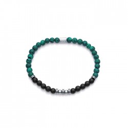 PULSERA HOMBRE VICEROY ACERO INOXIDABLE  Y PIEDRAS NEGRAS Y VERDES CON GOMA EXTENSIBLE