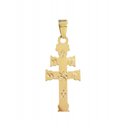 COLGANTE ORO AMARILLO 18 KILATES CRUZ CARAVACA PLANA CON TALALDO 15X34 MILÍMETROS