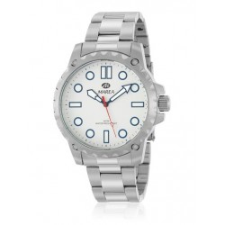 RELOJ MAREA ANALÓGICO HOMBRE. CAJA DE ACERO 42 MILÍMETROS CON BISEL DENTADO. ESFERA PLATEADA CON INDICADORES Y AGUJAS LUMINISCEN