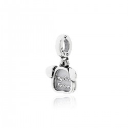 ABALORIO CHARM PLATA DE LEY 925 BAÑO DE RODIO SILUETA PERRO  MY BEST FRIEND