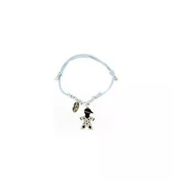 PULSERA  LOTUS PLATA DE LEY 925 CORREA AZUL CIELO MUÑECO 18 CENTÍMETROS