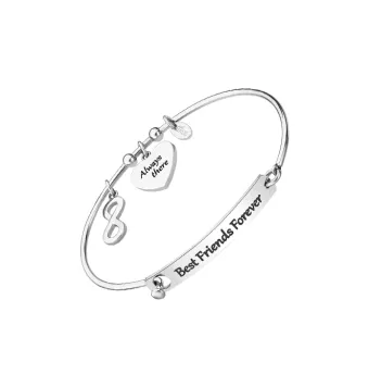 PULSERA LOTUS STYLE MILLENNIAL LS2017-2/5 RÍGIDA MUJER FRASE BEST FRIENDS FOREVER Y DOS COLGANTES CORAZON CON FRASE ALWAYS THERE