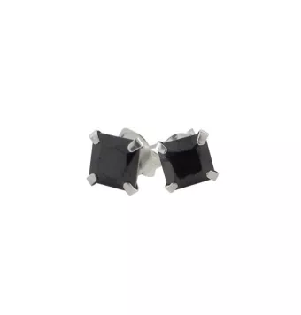 PENDIENTES PIEDRA NEGRA CUADRADA PLATA DE LEY 925 6.5X6.5 MILÍMETROS 3 MILÍMETROS DE GROSOR 14 MILÍMETROS DE LARGO