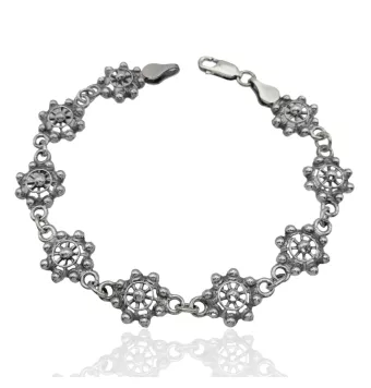 PULSERA BOTÓN MURCIANO PLATA DE LEY 925 CON NUEVE MOTIVOS EN 10 MILÍMETROS LARGO 19 CENTÍMETROS CIERRE MOSQUETÓN