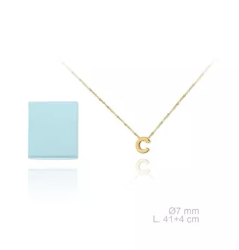 GARGANTILLA PLATA DE LEY 925 CHAPADO DORADO CADENA FINA CON INICIAL C 7 MILÍMETROS LARGO AJUSTABLE 41-45 CENTÍMETROS