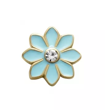 MOTIVO VICEROY PULSERA ACERO CHAPADO DORADO FORMA FLOR ESMALTE AZUL CIRCONITA BLANCA 12X12 MILÍMETROS