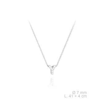 GARGANTILLA PLATA DE LEY 925 LETRA Y CON CIRCONITAS BLANCAS LARGO 42-45 CENTIMETROS