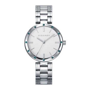 RELOJ VICEROY KISS MUJER 401148-07 CADENA ACERO CAJA ACERO 32 MILÍMETROS BISEL CIRCONITAS VERDES ESFERA COLOR BLANCO