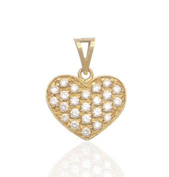 COLGANTE CORAZÓN MUJER ORO AMARILLO 18 KILATES CIRCONITAS BLANCAS 18X15 MILÍMETROS