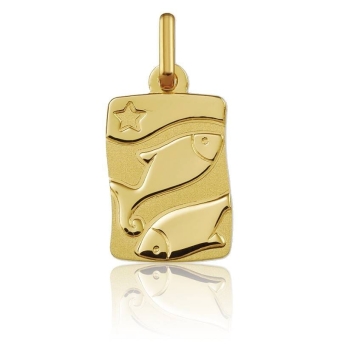 COLGANTE PISCIS ORO AMARILLO 18 KILATES PLACA 10X15 MILÍMETROS MATE/BRILLO