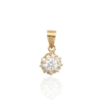 COLGANTE ROSETÓN ORO AMARILLO 18 KILATES CIRCONITAS BLANCAS 7X7 MILÍMETROS