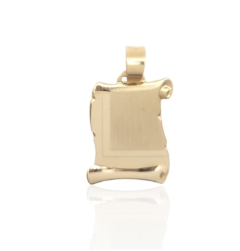 COLGANTE PERGAMINO ORO AMARILLO 18 KILATES MATE/BRILLO 18X23 MILÍMETROS