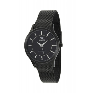 Reloj Marea mujer cadena acero pavonado negro caja metal esfera negra