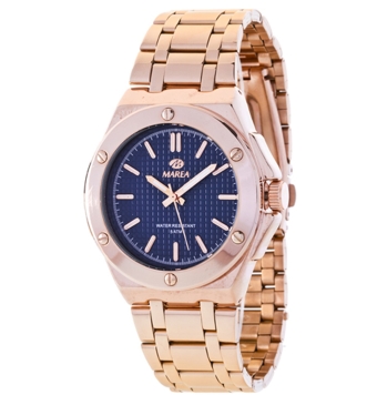 Reloj Marea unisex cadena acero chapado rosado caja metal chapado rosado esfera azul marino