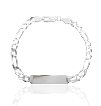 PULSERA ESCLAVA MUJER PLATA DE LEY 925 PLACA CENTRAL 5.5X30 MILÍMETROS ESLABÓN CARTIER 3+1 ANCHO 4 MILÍMETROS LARGO 17.5 CENTÍME