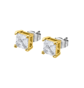 PENDIENTES LOTUS STYLE HOMBRE LS2166-4/3 ACERO IP DORADO CIRCONITA BLANCA 7 MILÍMETROS CIERRE PRESIÓN