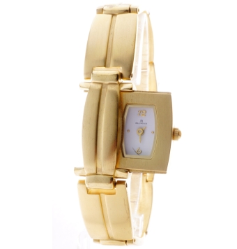 Reloj Blumar mujer cadena metal dorada esfera blanca caja cuadrada