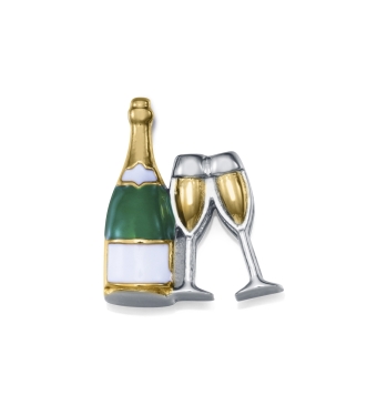 MOTIVO COLGANTE VICEROY CHIC MUJER ACERO IP DORADO DISEÑO DE BOTELLA DE CAVA CON COPAS DETALLES EN ESMALTE