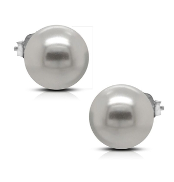 PENDIENTES PERLA PLATA DE LEY 925 MUJER 8 MM TUERCA PRESIÓN