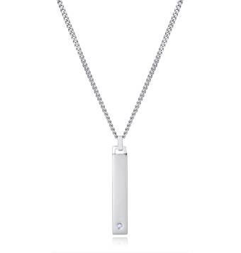 COLLAR VICEROY HOMBRE ACERO BARRA 38 MILÍMETROS CON DIAMANTE DE 2 MILÍMETROS CADENA 50+5 CENTÍMETROS