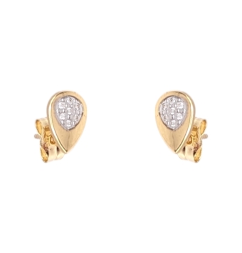PENDIENTES MUJER ORO AMARILLO 18 KILATES FORMA DE LÁGRIMA CON DETALLE DE CIRCONITAS BLANCAS 5X8 MILÍMETROS CIERRE PRESIÓN