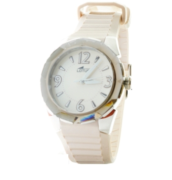 Reloj Lotus Mujer correa blanca esfera gris