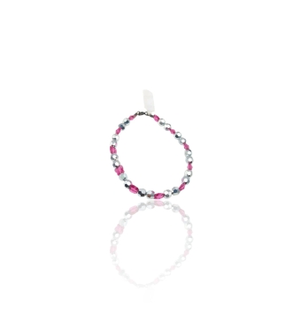 Pulsera de plata piedras de color plateado y rosa