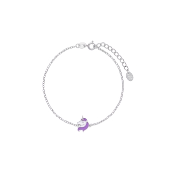 PULSERA MAREA NIÑA PLATA DE LEY 925 RODIADA D02403/AI UNICORNIO 10 MILÍMETROS ESMALTE LILA LARGO AJUSTABLE 16-19 CENTÍMETROS