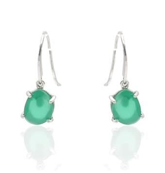 PENDIENTES LARGOS PLATA DE LEY 925 CRISTAL MURANO VERDE ESMERALDA GANCHO HIPPIE
