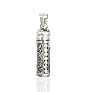 COLGANTE PORTACENIZAS PLATA DE LEY 925 TUBO 8X27 MILÍMETROS TALLADO RELIEVE