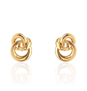 PENDIENTES MUJER ORO AMARILLO 18 KILATES TRES AROS ENTRELAZADOS 14X10 MILÍMETROS CIERRE PRESIÓN
