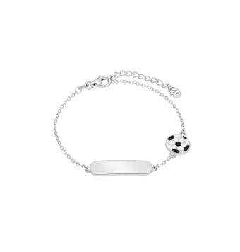 PULSERA ESCLAVA MAREA NIÑO D03703/AD PLAQUITA 21 MILÍMETROS MOTIVO BALÓN 6 MILÍMETROS ESMALTE NEGRO Y BLANCO LARGO AJUSTABLE 16-