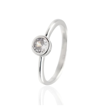 ANILLO ESTILO SOLITARIO PLACARI MUJER PLATA DE LEY 925 CHATÓN PIEDRA BLANCA 5 MILÍMETROS