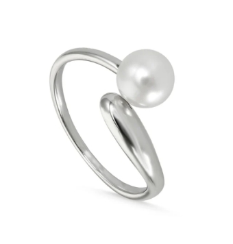 ANILLO LINEARGENT MUJER 19375-R PLATA DE LEY 925 RODIO DISEÑO ABIERTO CON PERLA BLANCA CULTIVADA