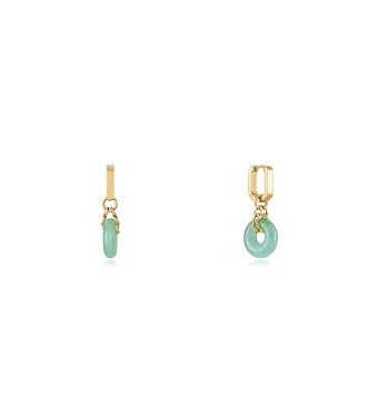 PENDIENTES VICEROY ACERO CHAPADO DORADO CON PIEDRA CIRCULAR NATURAL VERDE