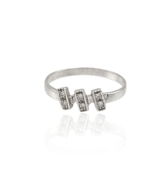 ANILLO DE ORO BLANCO 18 KILATES TRES BARRAS CIRCONITAS BLANCAS