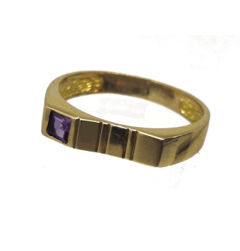 ANILLO FORMA RECTA AMATISTA DE ORO