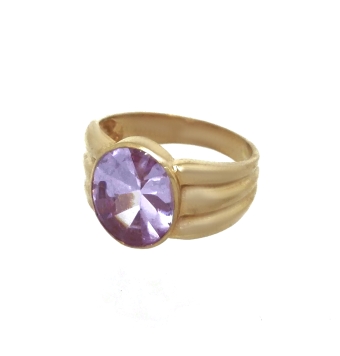 SORTIJA ORO AMARILLO PIEDRA REDONDA VIOLETA