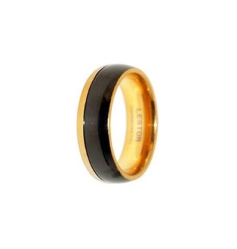 R10171/GNE.17 - ANILLO ACERO 316 L IP NEGRO Y GOLD