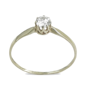 ANILLO MUJER ORO BLANCO 18 KILATES ESTILO SOLITARIO CON 8 GARRAS CIRCONITA BLANCA 3.5 MILÍMETROS